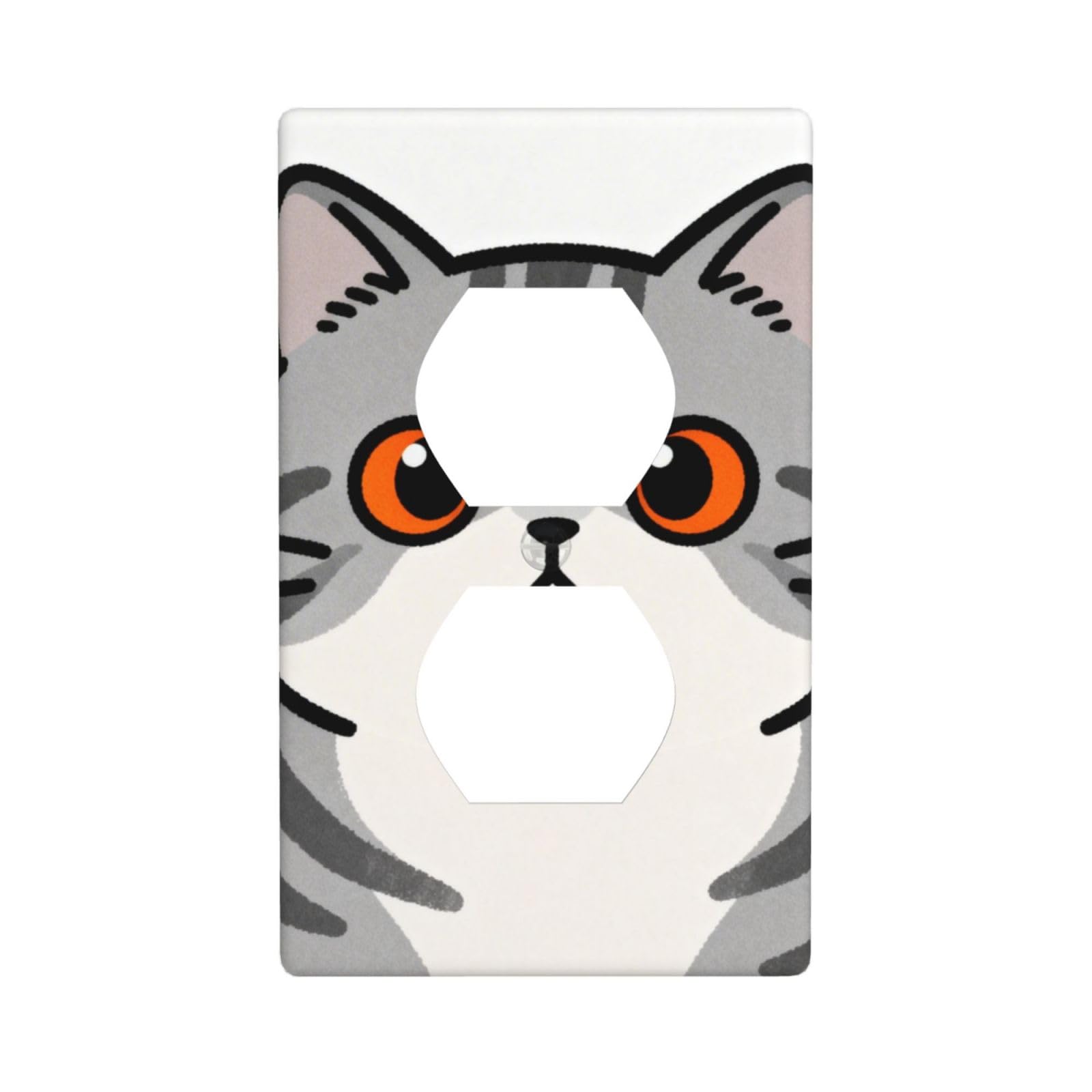 Tabby Cat Face Decorative Switch Plate Cover-Unbreakable Polycarbonate Wall Plate for Home Office, 1 Gang with Screws