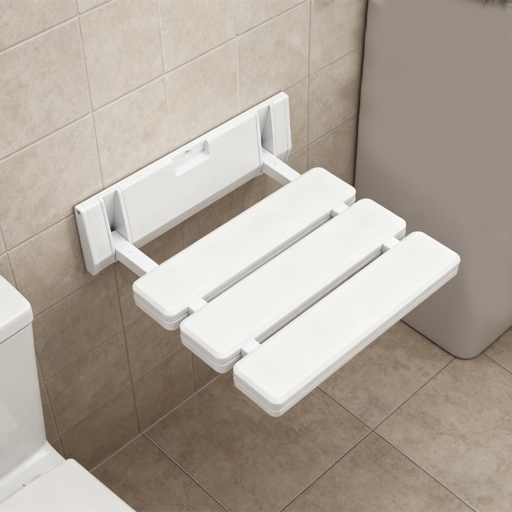 Joyzan Asiento de Ducha Plegable, Mayores Silla Antideslizante Soporta un Peso 130 Kg Resistente al Calor y Agua Ahorro Espacio para Ancianos Discapacitados Mujeres Embarazadas en Duchas Estrechas