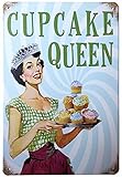 ERLOOD Cupcake Queen Home Decor Metal Tin Sign Wall Decorative Sign 8 x 12