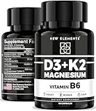 Vitamin D3 K2 with Magnesium Glycinate & Vitamin B6 | Magnesium 1500mg | D3 10,000 IU | K2 (MK7) 200mcg | Vitamin B6 10mg | Maximum Absorption | Immunity | Heart & Nerve Support | Vegan, Non-GMO