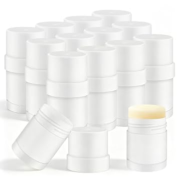 15Pcs 30g/1oz White Plastic Deodorant Containers,Round Twist-up Lipbalm Tubes,Refillable Cosmetic Containers for Homemade Solid Perfume,Lotion Bar,Chapstick,Crayon