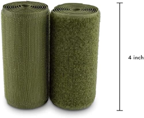 Miniatura 2 de Cinta de velcro de 4 pulgadas de ancho para coser en color verde oliva, no adhesiva, tela de nailon, gancho y bucle para bolsas de forma militar,