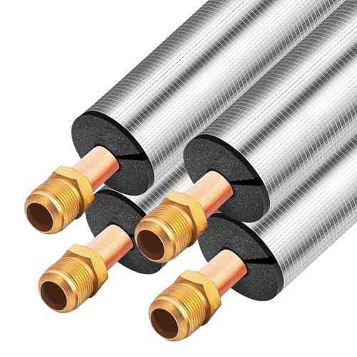 Tubo Aislamiento de Aluminio Autoadhesivo, Manguera Aislante De Caucho para Tuberías Exteriores, Tubo de Espuma Flexible Pare Agua Fría Caliente tuberías(ID20mm x TK20mm x L95cm)