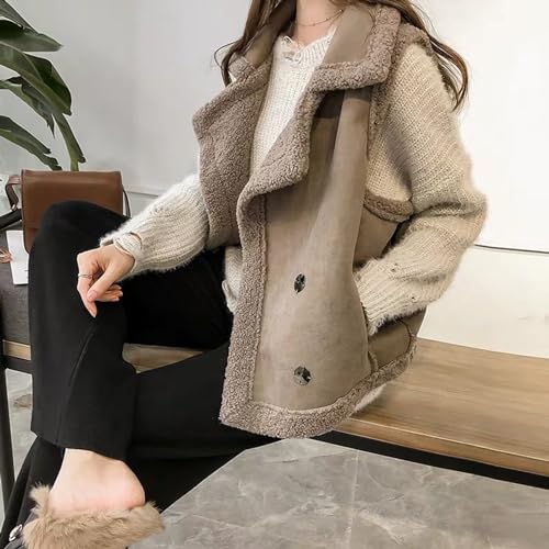 XUNRYAN Teen Girls Winter Jackets Suede Faux-Leather Sherpa Fleece Vest Sleeveless Thick Parka Fuzzy Waistcoat Outerwear2
