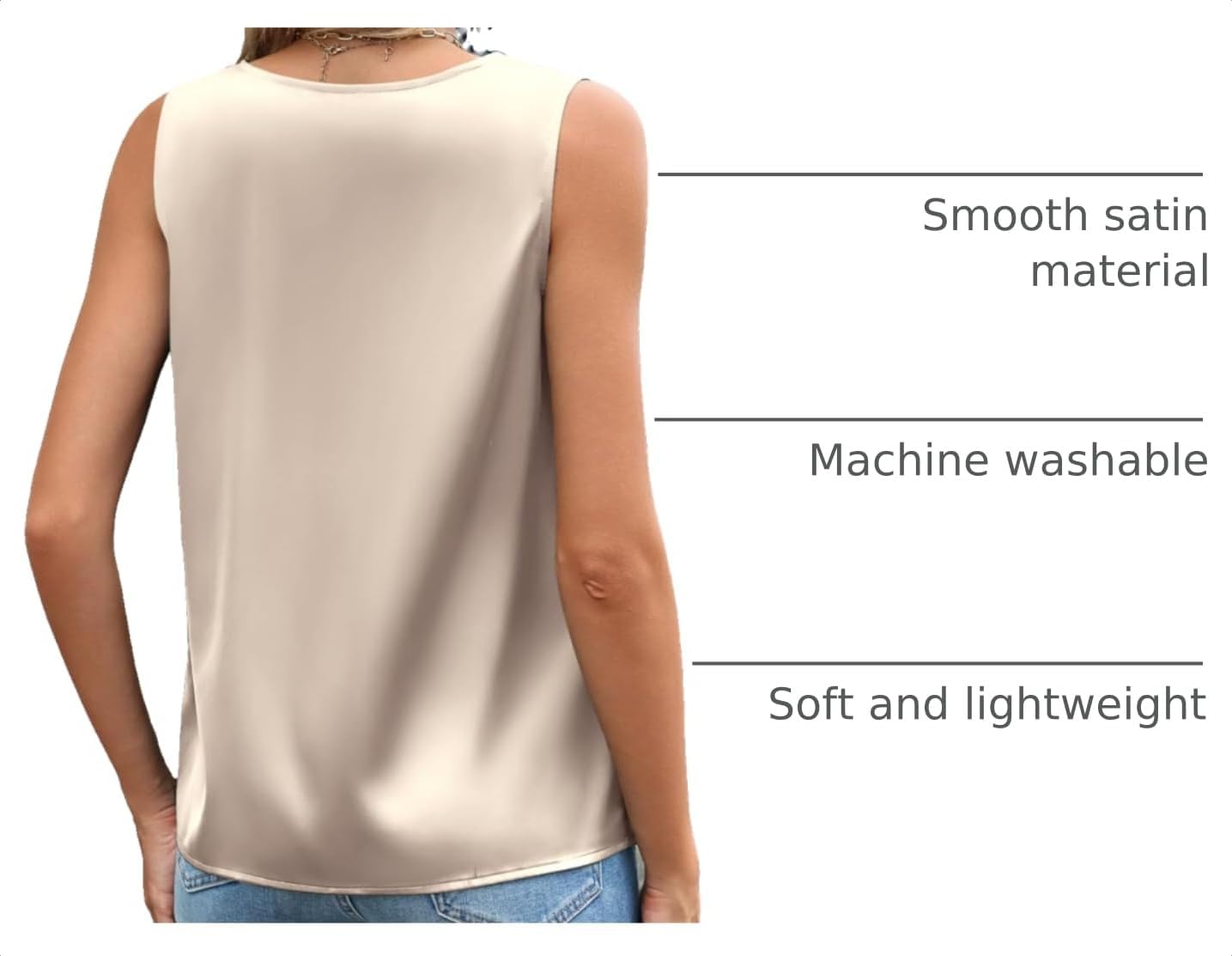 Zeagoo Women's Silk Satin Camisole Tank Tops V Neck Blouses Work Shirts image 4