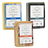 Way Natural Soap for Men Variety Pack - Sandalwood, Charcoal, Unscented Freshening Body Soap Bars -