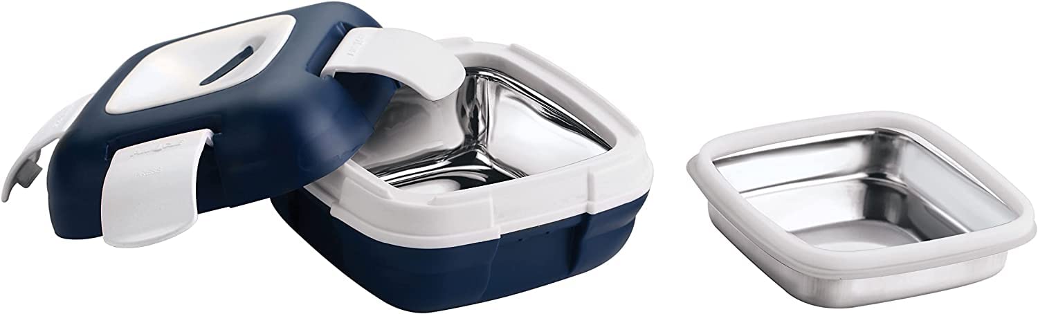 Pinnacle ThermowareLunch Box - Insulated Leak Proof Lunch Box for Kids/Adults - Stainless steel Thermal Bento-Style Lunch Box Container With Additional Tray for Salad/Soup (Navy, 16 oz)