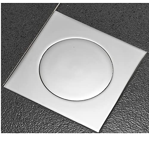 Colador de Desagüe Ducha Pop Up Pie Suelo Drenaje Latón Chrome Bath Drenajes Push Down Square Matte Ducha Cubierta 10 * 10cm(Chrome)