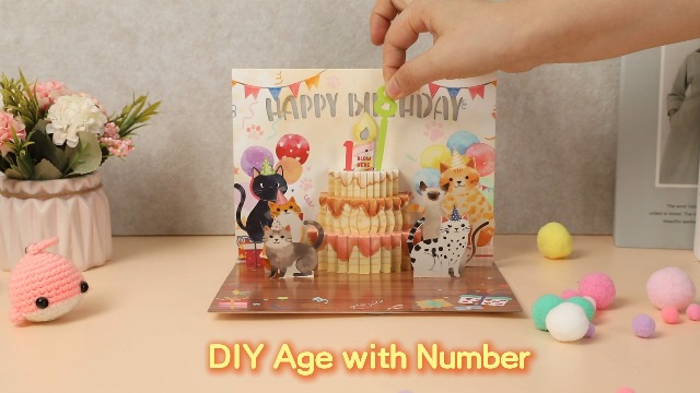 Musical Birthday Cards, Cat Pop Up Birthday Cards With Colourful Lights - View #12