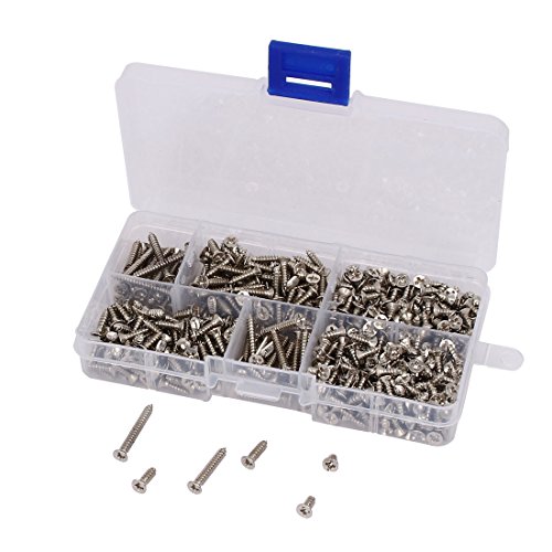 uxcell a16031400ux1463 M3 Thread 6mm-25mm Long Nickel Plated Flat Phillips Head Self-Tapping Screw Set 640 in 1