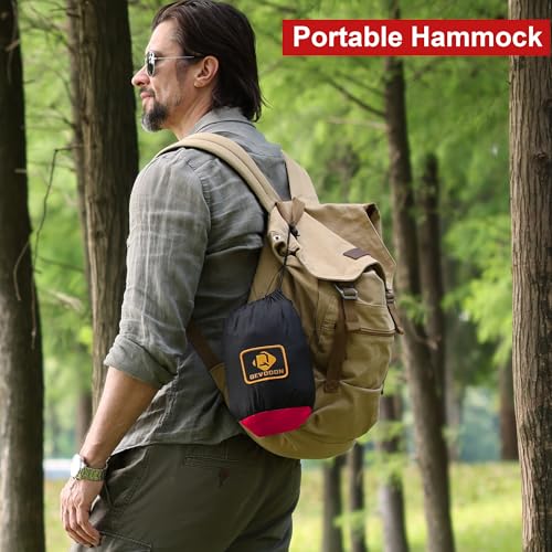 Image of Camping Hammock with Net,Travel Portable Lightweight Hammocks with Tree Straps and Solid D-Shape Carabiners,Parachute Nylon Hammock for Outsides Backpacking Beach Backyard Patio Hiking