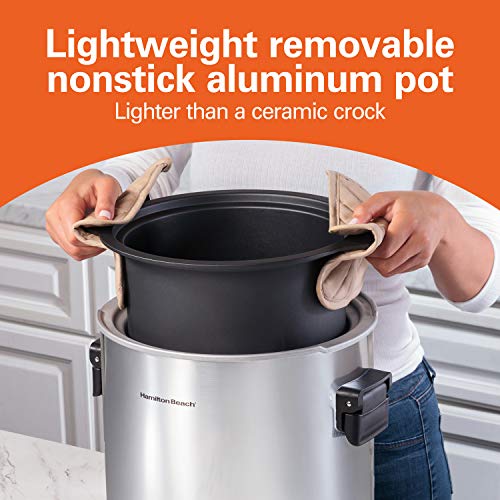 Hamilton Beach 10 Quart Programmable Slow Cooker with Stovetop Safe Crock, Silver