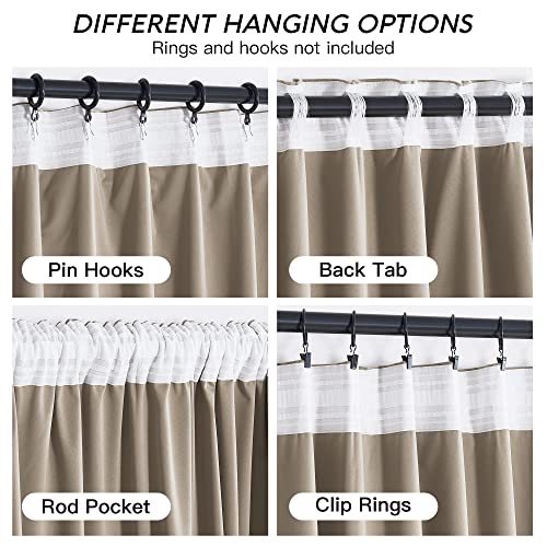 Image of RYB HOME Camel Beige Velvet Curtains with Hook Tape, Extra Wide Thermal Insulated Privacy Protect Decorative Drapes for Living Room, W 62 x L 96 inches, 2 Panels Set | Thermal Insulated, Privacy UV Heat Blocking, Back Tab, Room Divider for Space Separation, W62 x L96, Stone Blue, 2 Panels