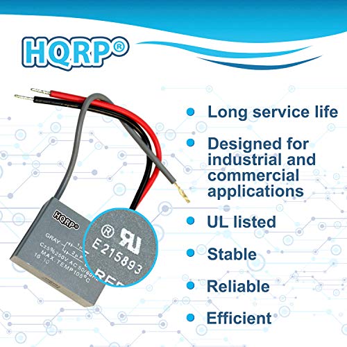 Image of HQRP Capacitor compatible with Hampton Bay Ceiling Fan CBB61 5uf 2-Wire UL Listed plus HQRP Coaster