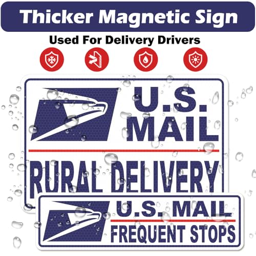 Image of 4 Pack Reflective Mail Delivery Driver Car Magnets Rural Delivery Carrier Magnetic Signs Caution Frequent Stops Delivery Driver Automotive Magnet Decal Waterproof Magnetic Bumper Stickers