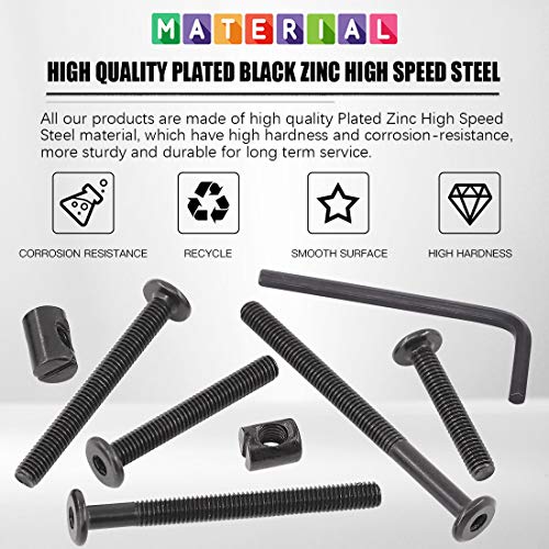 120Pcs M6x40/50/60/70/80mm Black Hex Socket Cap Bolt
