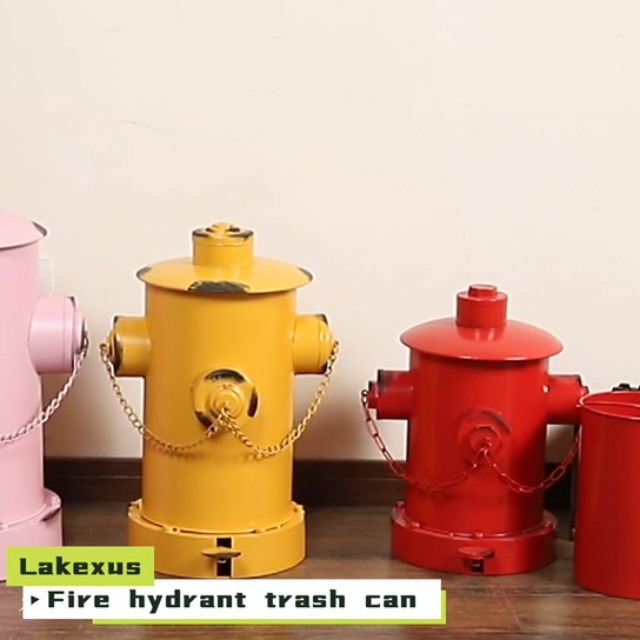 Image of Fire Hydrant Trash Can, Pedal Trash Can Creative Garbage Can with Inner Bucket Wrought Iron Fire Hydrant Garbage Can Indoor Outdoor Waste Bins for Garden Dog Poop