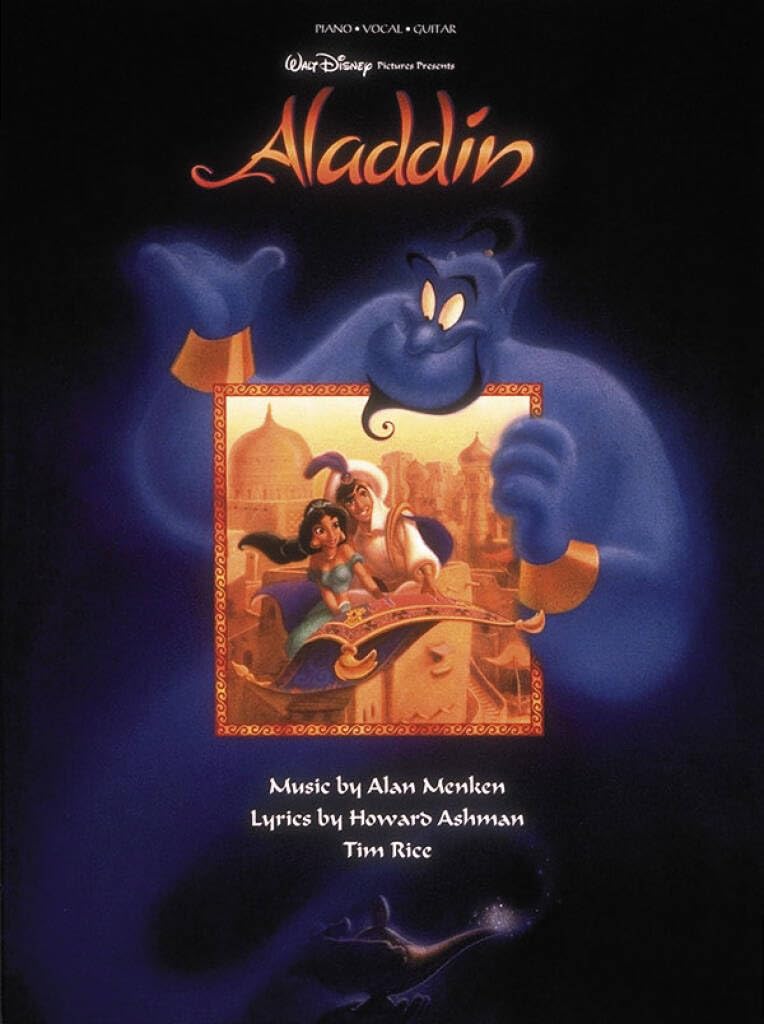 Aladdin - Piano Vocal Guitar Songbook | Disney Animated Film Songs | 7 Iconic Songs from Alan Menken Tim Rice and Howard Ashman | Piano Chords and Guitar Diagrams | Complete with Art
