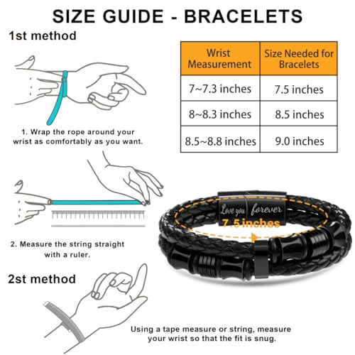 Pulsera de cuero trenzado para hombre 7.5, 8.5 y 9 pulgadas miniatura 5