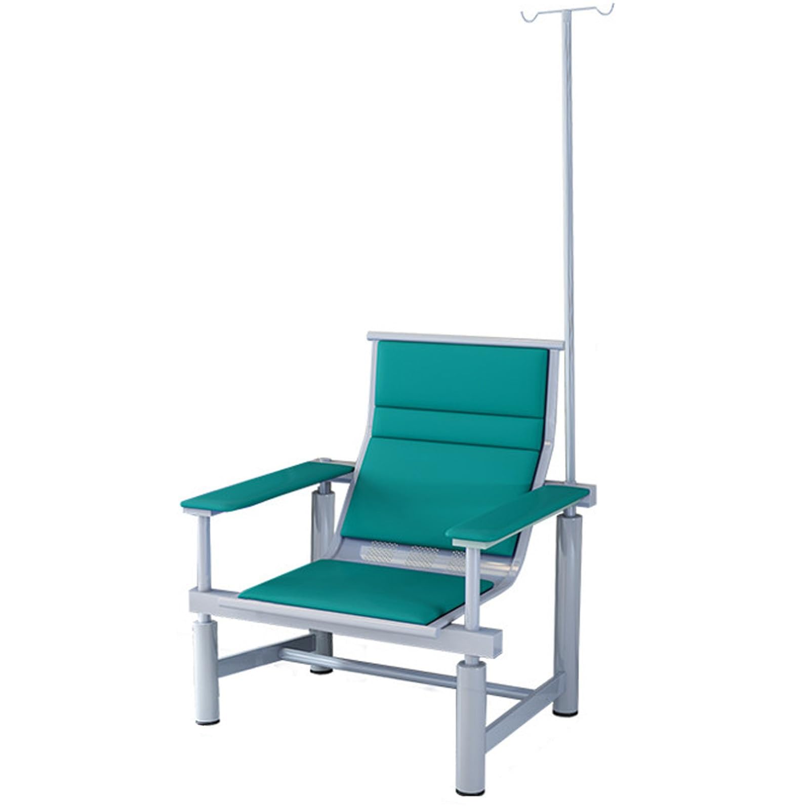 WDSOPK Waiting Room Chairs,Blue Leather Phlebotomy Chair for IV Infusion, Waiting Room Bench with Armrests, 2-Seater Infusion Chair with IV Stand for Lobbies(Green-1-seater)