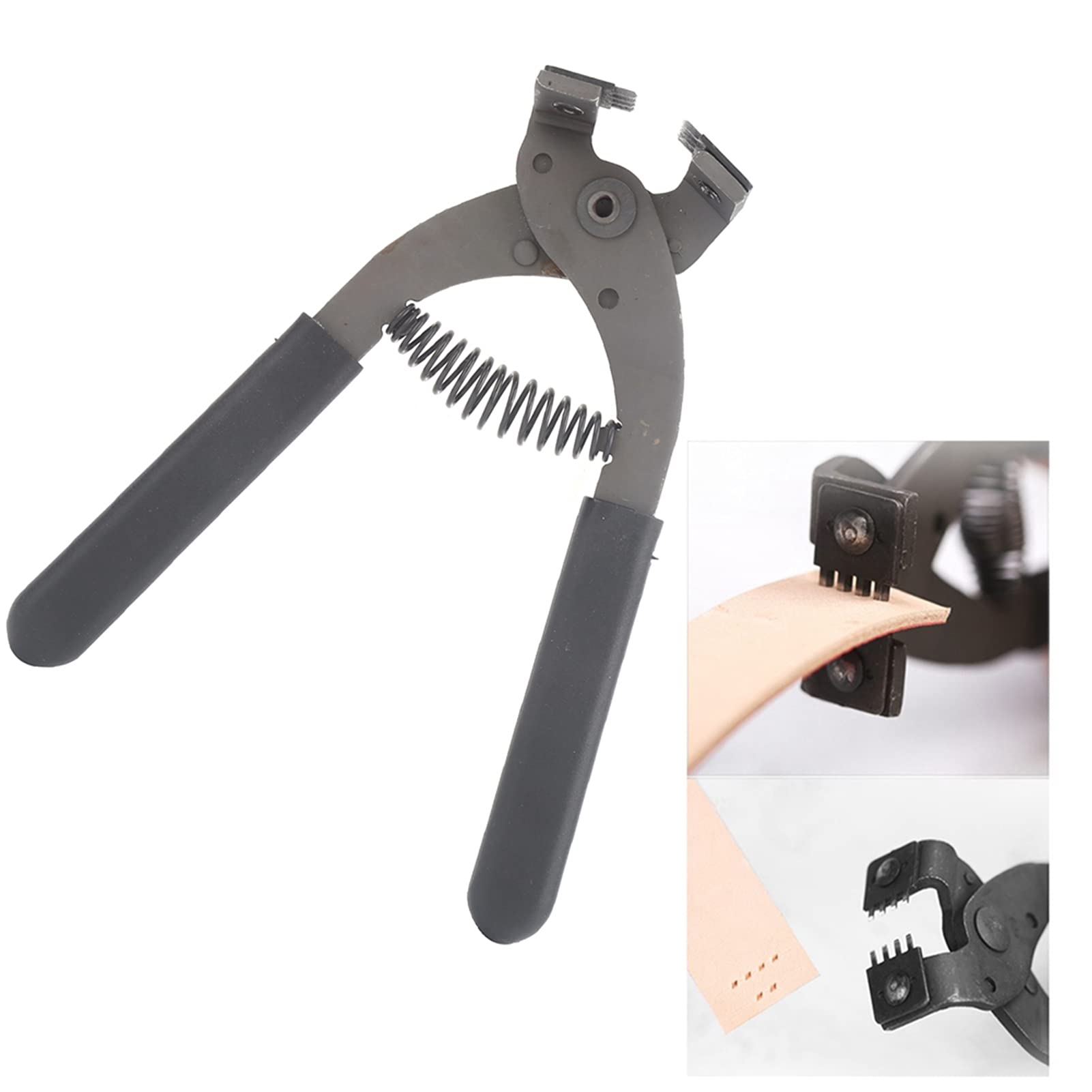 Punch Plier Hand Held Silent 4mm 4 Prong Leather Craft Hole Punching Tools Belts Saddles