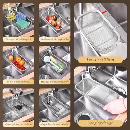 Colador para fregadero de acero inoxidable 11x5x2 pulg miniatura 5