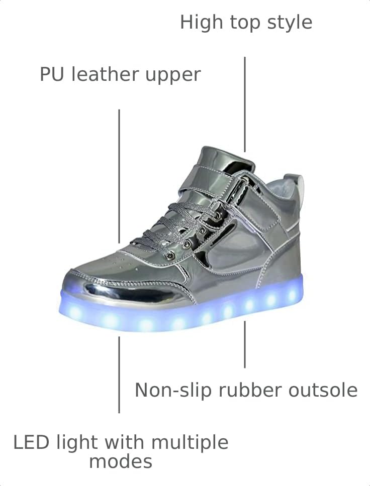 Image of JEVRITE Unisex LED Light Up High Top Sneakers - USB Charging for Women & Men - Couples Shoes