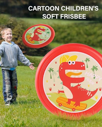 QLEUIFT 1 pcs flving disksscheibe für Kinder Softe Wurfscheibe Weiches flving disksscheibe Verdickte mit Cartoon, Dinosauriermuster, Muster für Kinder Sport, Durchmesser 20 cm