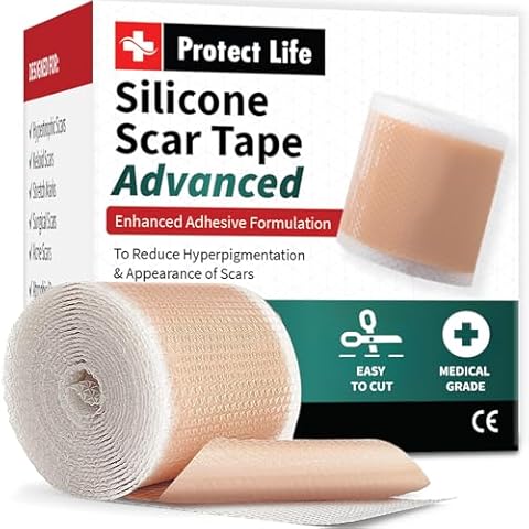 Medical Grade Silicone Scar Tape Advanced Adhesive Formulation (1.6" x 118") Scar Removal Away Strips for Surgical Scars, Silicone Tape & Keloid Scar Treatment, Reusable Silicone Scar Sheets Cover
