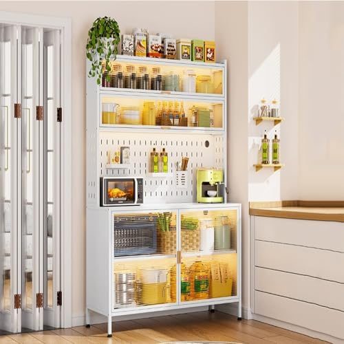 Adjustable 6-Tier Metal Kitchen Cupboard Rack - Freestanding Microwave Storage Stand & Versatile Bakers Rack with Ample Storage Space for Home & Kitchen nization