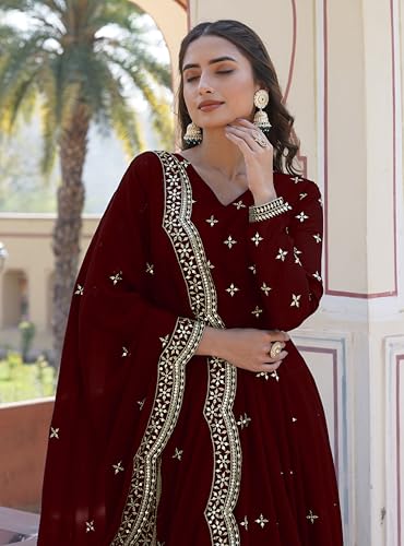 Image of Fashion Basket Faux Georgette Sequins Anarkali Dress for Women