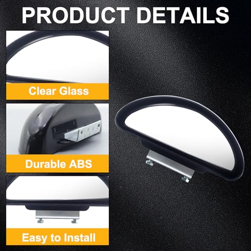 Image of Blind Spot Mirror Adjustable 360 Degree Car Side Mirror, HD Glass Rear View Mirror Exterior Accessories for Car SUV Frame Thickness Less than 5MM