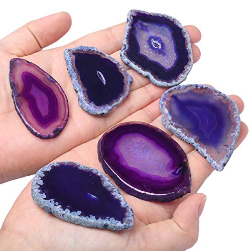 Pendentif tranche d'agate geode violette mookaitedecor pour bijoux DIY x12