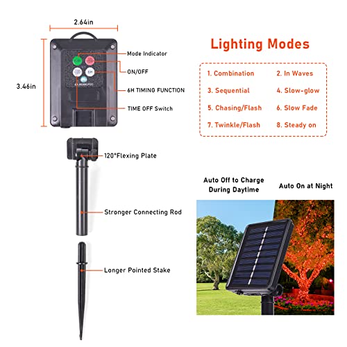 Blingstar Solar Fairy Lights, 2 Pack Each 100 Led 8 Modes Orange Halloween Lights, Solar String Lights Outdoor Waterproof For Tree Garden Patio Yard Party Wedding Christmas Decoration, 33Ft #TOP2