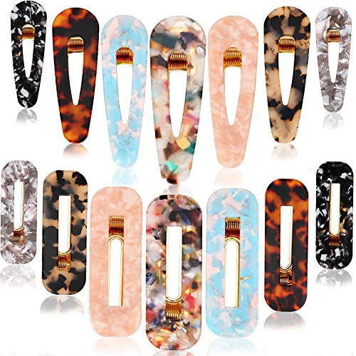 14 Pieces Acetic Acid Hairpins Acrylic Resin Hair Clips Geometric Alligator Hair Clips Hair Barrettes for Women and Girls