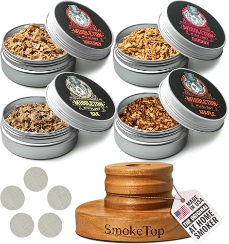 SmokeTop Cocktail Smoker Kit with 4 Flavors Wood Chips