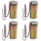 4X OmniCel ER34615HD/W LithiumThionyl Chloride Battery with Wire Leads for Emergency Backup, Data Collection, AMR Add-ons, Smoke Alarms, Carbon Monoxide Detectors, Intrusion Sensors, Fleet Monitoring