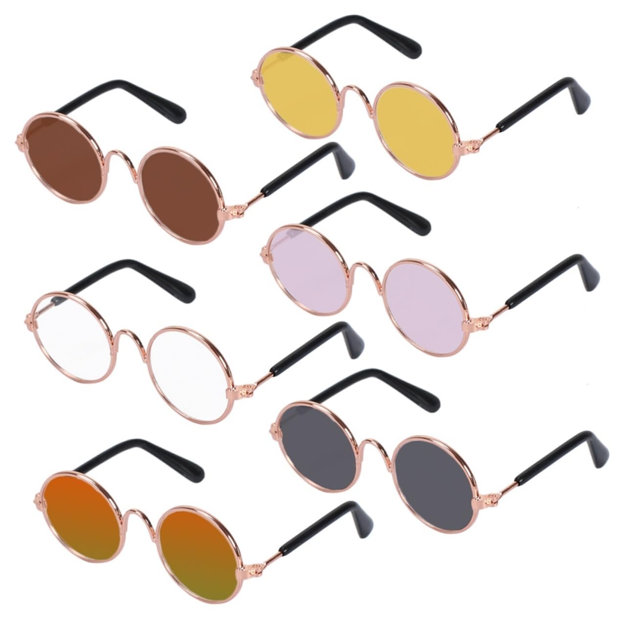 NOLITOY 2sets Funny Party Glasses Cat Dog Puppy Sunglasses Metal Plastic Frame Decorative Eyewear 6pcs*2