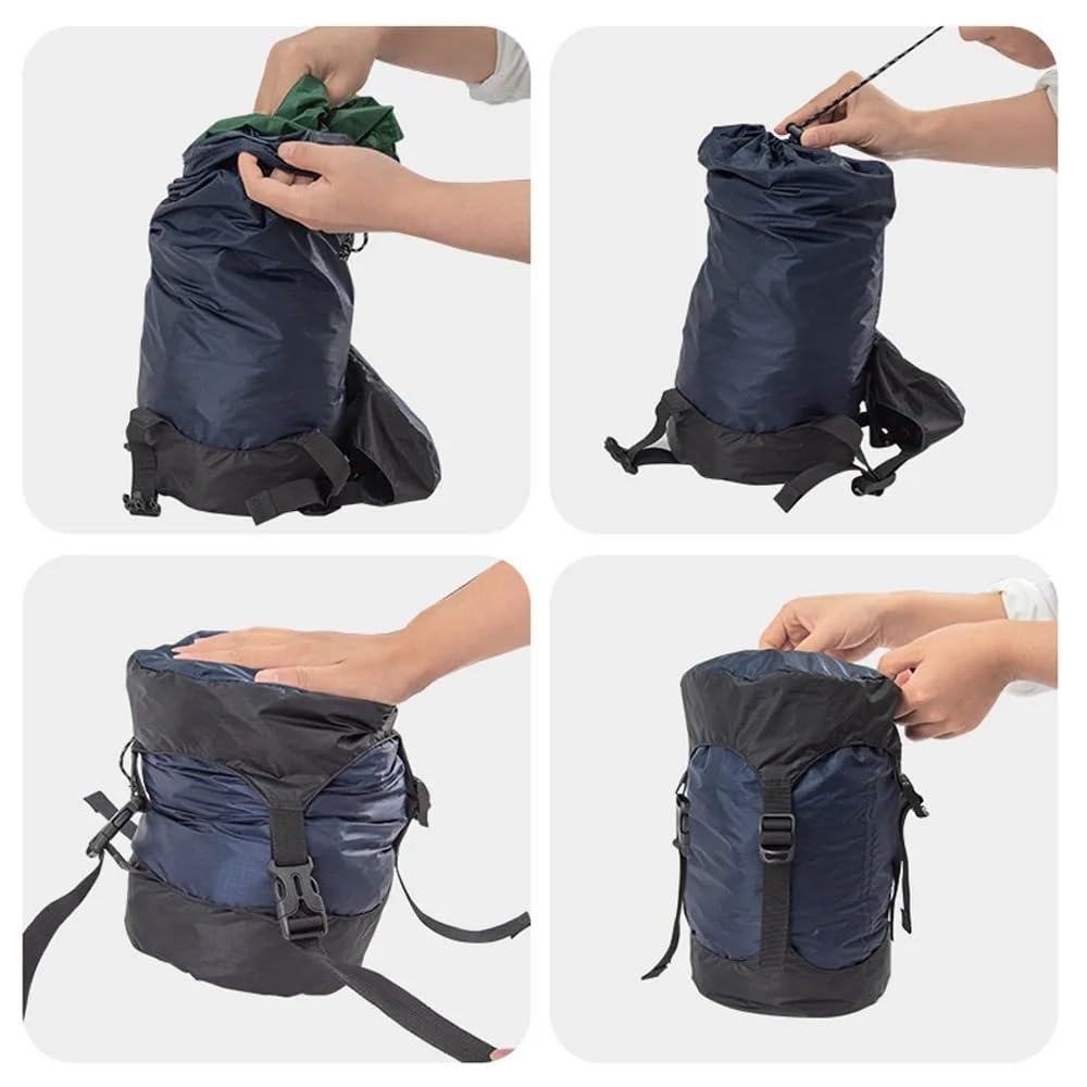 Upgrade 40D 10-35L Ultralight Impermeabile Nylon Compression Stuff Sack Adatto for Sacco a Pelo 40% Spazio Adatto for Campeggio Escursionismo Zaino in Spalla