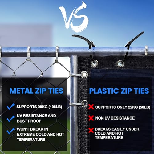 Metal Zip Ties,100 Pcs 11.8 Inch,304 Stainless Steel Zip Ties Multi-Purpose Metal Cable Ties-Suitable for Outdoor Chain Link Fence and Exhaust Wrap Zip Ties - Image 3