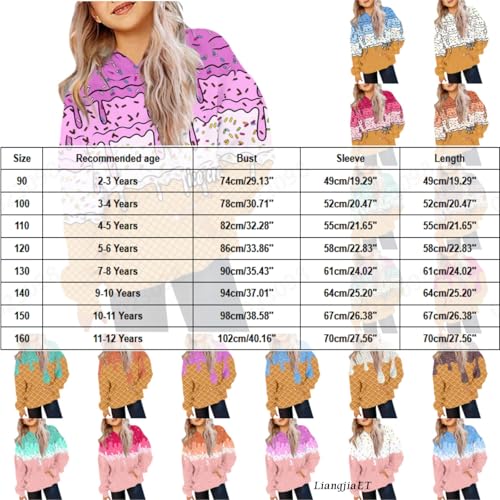 Cute Hoodies for Teen Girls Ice Cream Drip Preppy Pullovers Kids Long Sleeve Funny Y2k Hooded Sweatshirts with Pocket3