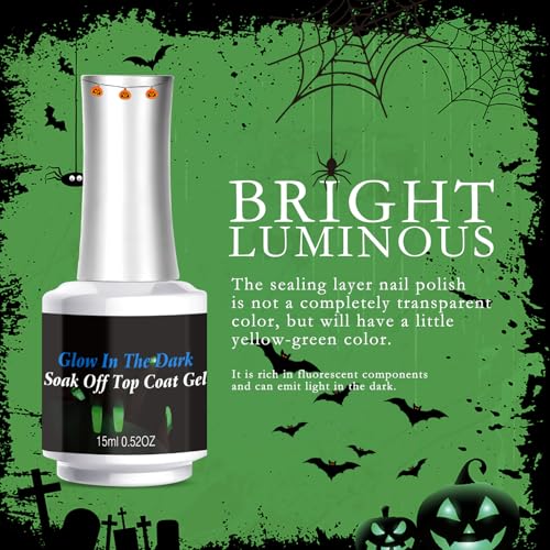 Glow In The Dark Nail Gel Top Coat 15ml miniatura 6