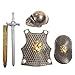 presentimer Costume di Armatura per Bambini Giocattolo di Halloween Costume Cosplay Festivo Festa in Maschera di Halloween (elmetto + Spada + Scudo + Armatura) Odore Non irritante -Golden Gragon