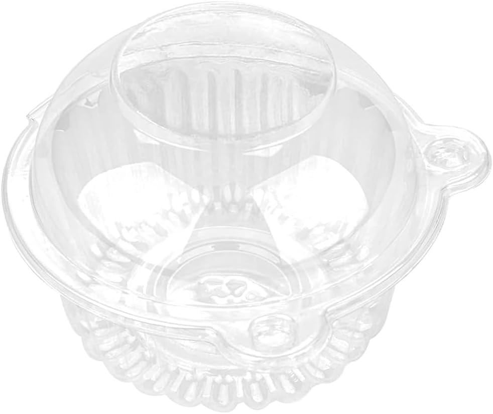 50 Pcs Plastic Single Individual Cupcake Muffin Dome Holders Cases Boxes Cups Pods