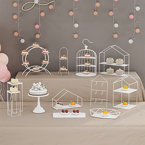 3 Tier Modern Metal Cupcake Stand, Ivory White Buffet Stand Food Holder Or Retail Tabletop Shelf Decor, Display Riser Dessert Appetizer Collections Shelves For Tea Party, And Wedding #TOP7