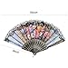 10 Pack Vintage Spanish Floral Folding Hand Fan Sequin Fabric Folding Handheld Hand Fan, Random Color