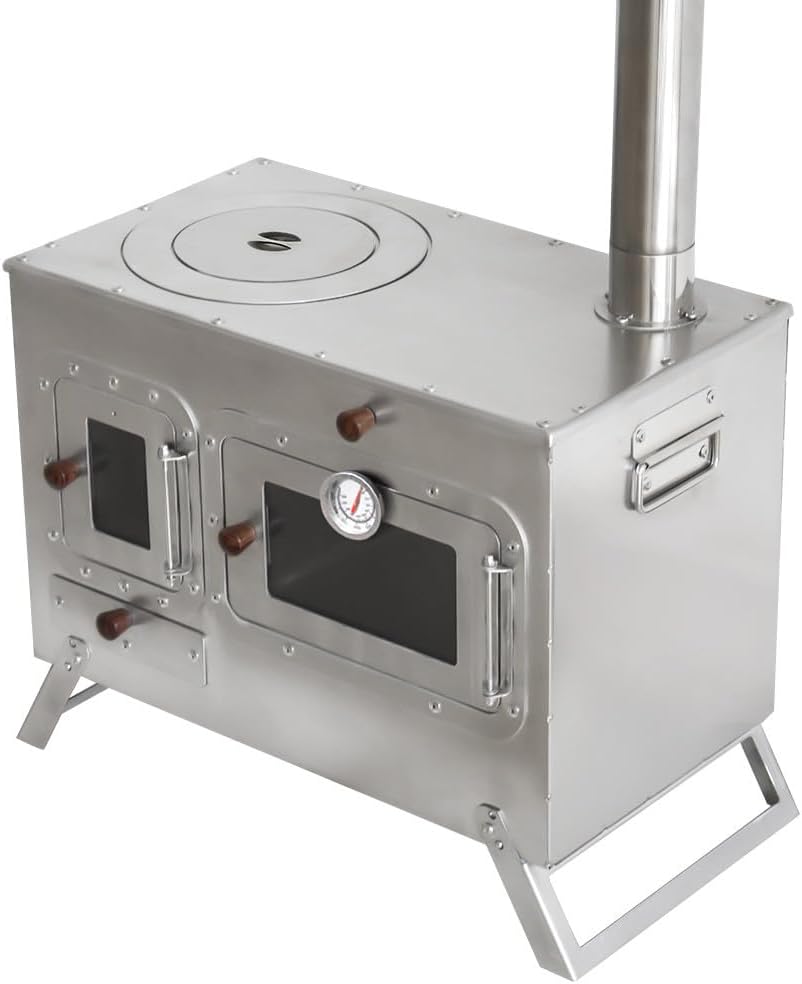 Large Outdoor Camping Stove Portable Tent Stove With Chimney Pipe Camping Accessories Backpacking BBQ Hiking Picnic Outdoor Cooking Tools