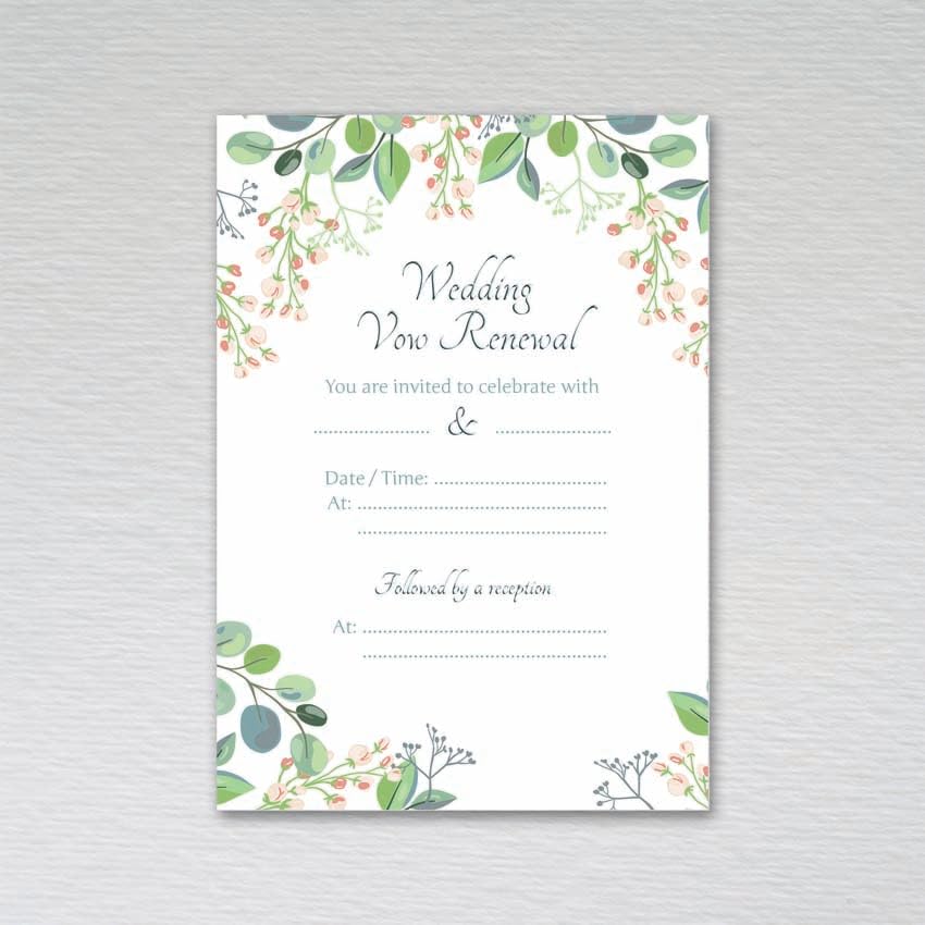 Webspectations Pack of Wedding Vow Renewal Invitations: Eucalyptus Wedding Vow Renewal Invites (Pack of 20 without Envelopes) — image 1
