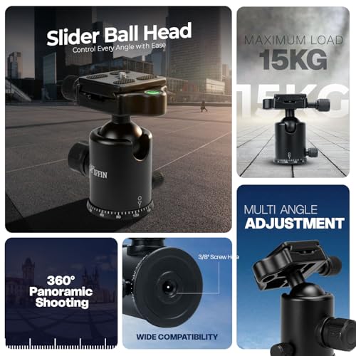 Buy HIFFIN®Professional Metal 360 Degree Rotating Panoramic Ball Head with 1/4 inch Quick Release Plate and Bubble Level,up to 17.6pounds/8kilograms,for Tripod,Monopod,Slider,DSLR Camera,Camcorder Online at Low Prices in India - Amazon.in - Image 3