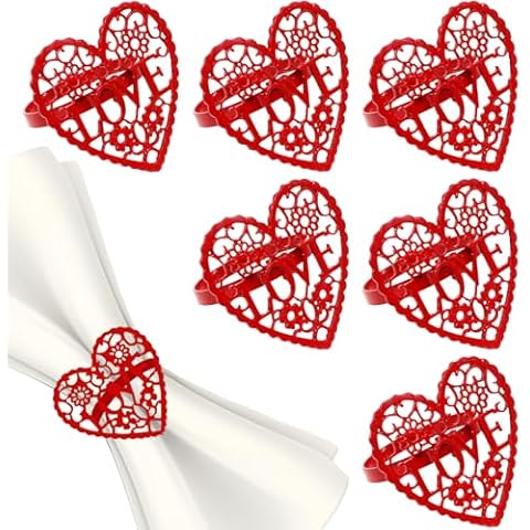 Acuiwer Red Heart Napkin Holders Set Cover